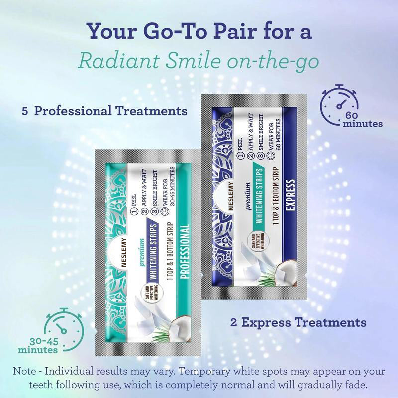 NESLEMY Teeth Whitening Strips - 7-Day Treatment with Non-Slip, Dry Strip Technology - Whitening Designed with Care for a Brighter Smile