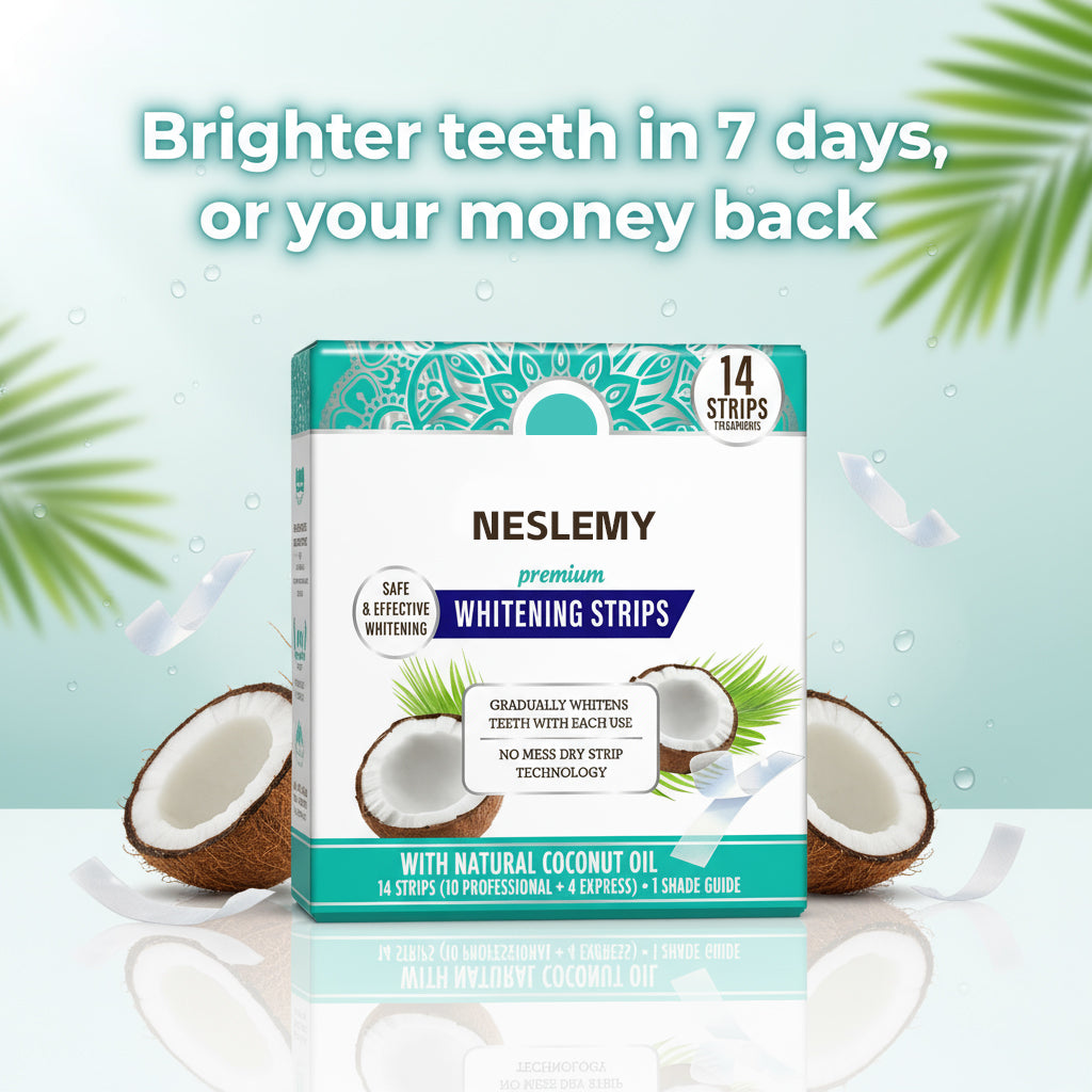 NESLEMY Teeth Whitening Strips - 7-Day Treatment with Non-Slip, Dry Strip Technology - Whitening Designed with Care for a Brighter Smile