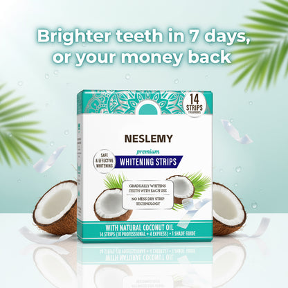 NESLEMY Teeth Whitening Strips - 7-Day Treatment with Non-Slip, Dry Strip Technology - Whitening Designed with Care for a Brighter Smile