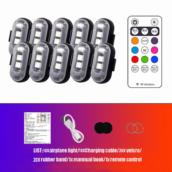 Colorful Car LED Light, Wireless Remote Control LED Strobe Light